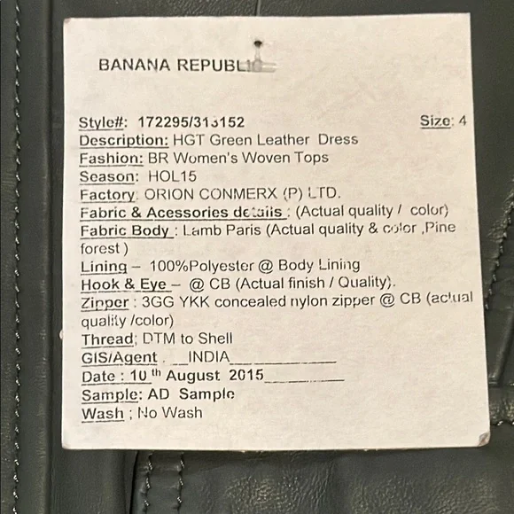 Banana Republic Heritage Collection Green Leather Dress Size 4 - Picture 4 of 8